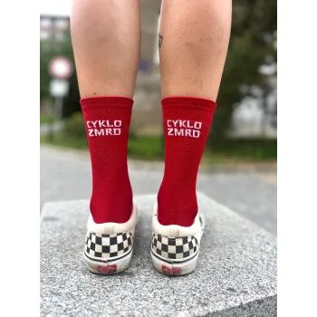 Dlouhé ponožky na kolo Kolo je Láska Cyklozmrd vol.2, červená