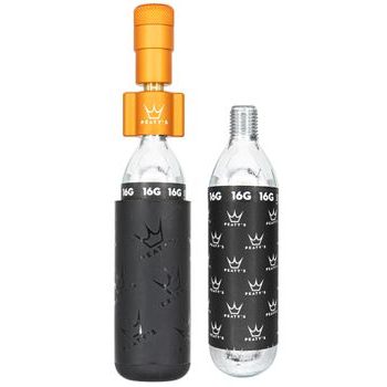 Kit CO2 bombičky a hustilka PEATY'S HOLESHOT CO2 PUMPA + BOMBIČKY 2 KS - ROAD & GRAVEL (16G) - MANGO