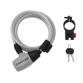 Zámek spirálový FORCE RON s držákem 185cm/8mm, čirý