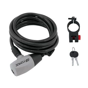 Zámek spirálový FORCE RON s držákem 185cm/8mm, černý