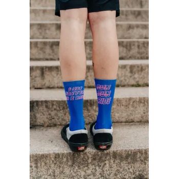 Ponožky na běhání Kolo je Láska Faster on a bike, modrá