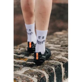 Dlouhé ponožky na kolo Kolo je Láska It Is Watt It Is, bílá