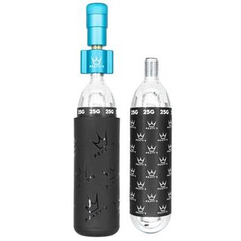 Kit C02 bombičky a hustilka PEATY'S HOLESHOT CO2 PUMPA + BOMBIČKY 2 KS - MTB (25G) - TURQUOISE