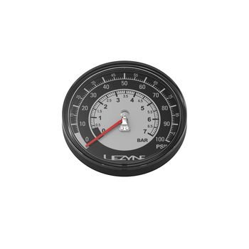 Náhradní tlakoměr pro hustilky LEZYNE PUMP GAUGE 100 PSI GAUGE 3.5" BLACK / SILVER