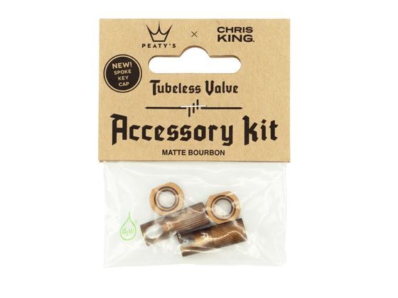 Ventilková sada PEATY'S X CHRIS KING (MK2)TUBELESS VALVES ACCESSORY KIT - bourbon/bronzová