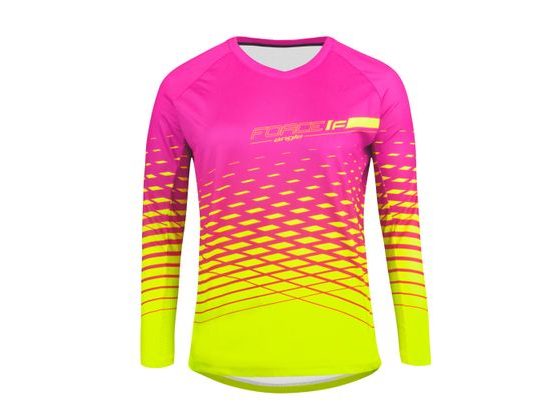 Dámský dres s dlouhým rukávem FORCE MTB ANGLE LADY, růžovo-fluo