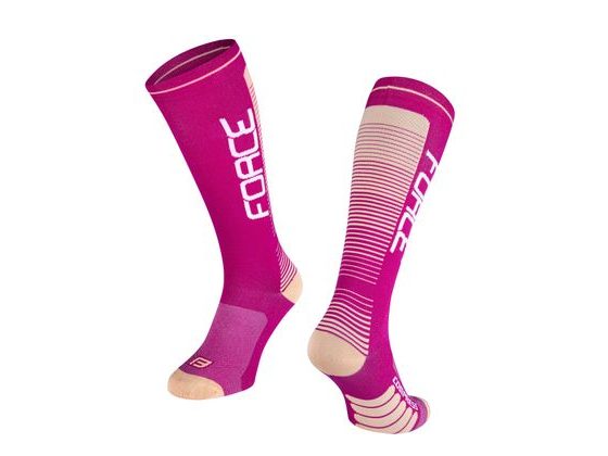 Kompresní ponožky Force COMPRESS, fialovo-meruňkové