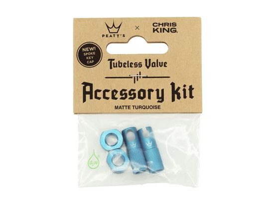 Ventilková sada PEATY'S X CHRIS KING (MK2) TUBELESS VALVES ACCESSORY KIT - tyrkysová/turquoise