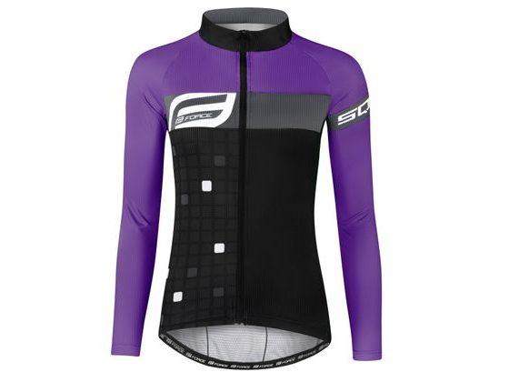 Dámský dres s dlouhým rukávem FORCE SQUARE LADY, černo-fialový