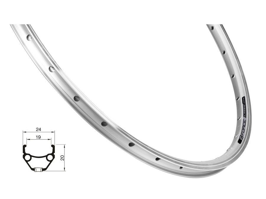 ráfek FORCE CLASSIC 622x19, 32děr, stříbrný