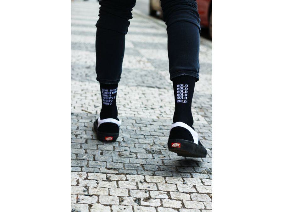 Dlouhé ponožky Kolo je Láska Bad day, černá