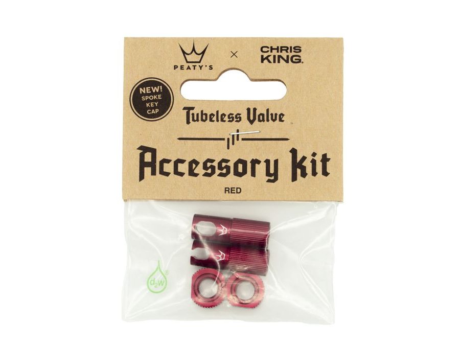 Ventilková sada PEATY'S X CHRIS KING (MK2) RED PŘÍSLUŠENSTVÍ K BEZDUŠOVÝM VENTILKŮM