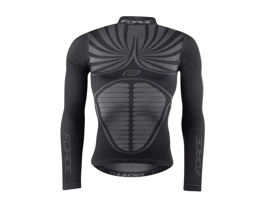 Funkční triko FORCE THUNDER dlouhý rukáv, černé