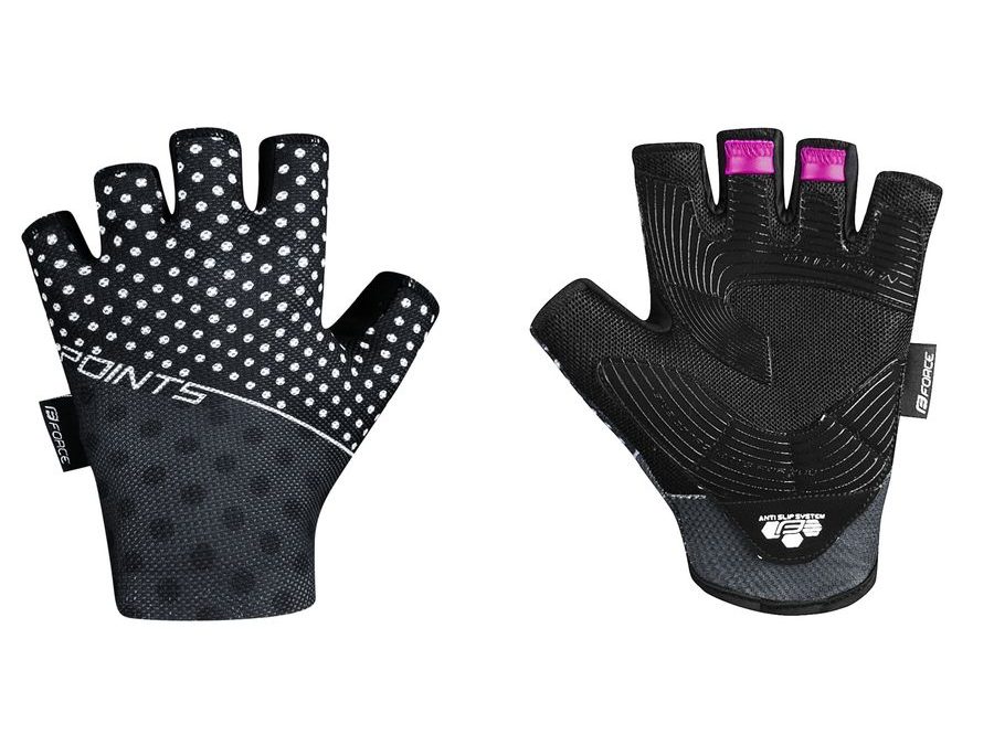 Letní krátkoprsté rukavice FORCE POINTS LADY bez zapínání, černo-bílé