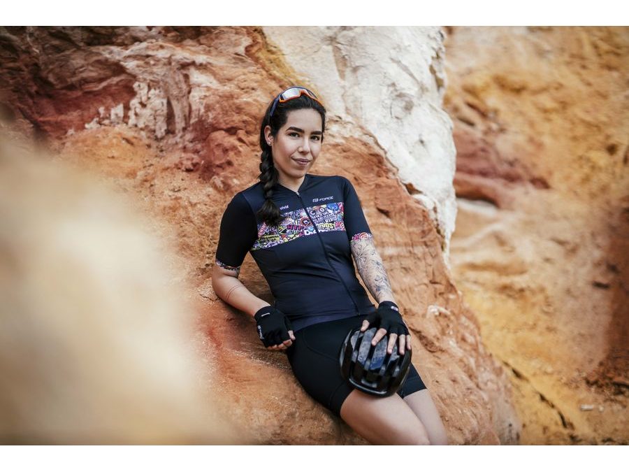 Dámský dres s krátkým rukávem FORCE VIVID LADY, černý