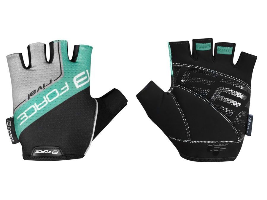 Letní krátkoprsté rukavice FORCE RIVAL, černo-tyrkysové