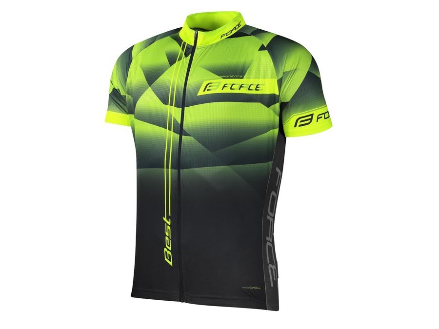 Dres s krátkým rukávem FORCE BEST, fluo-černý