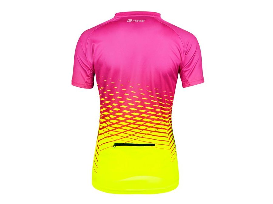 Dámský dres s krátkým rukávem FORCE MTB ANGLE LADY, růžovo-fluo