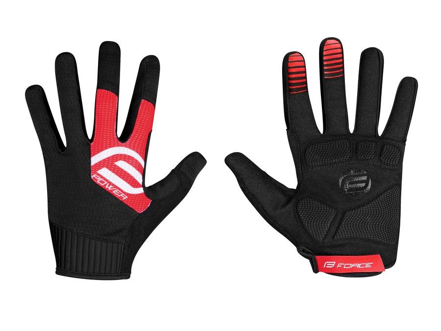 Letní dlouhoprsté rukavice FORCE MTB POWER, černo-červené