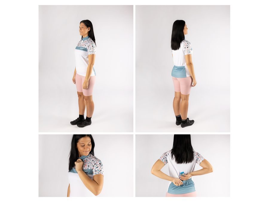 Dámský dres FORCE ROCK LADY krátký rukáv, bílo-tyrkysový