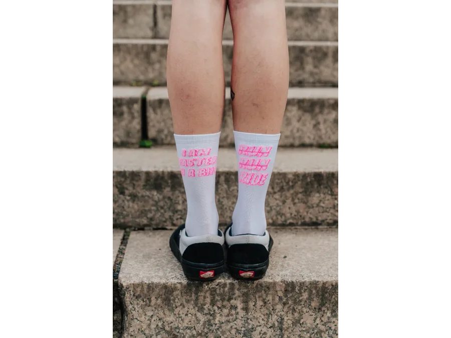 Ponožky na běhání Kolo je Láska Faster on a bike, bílá