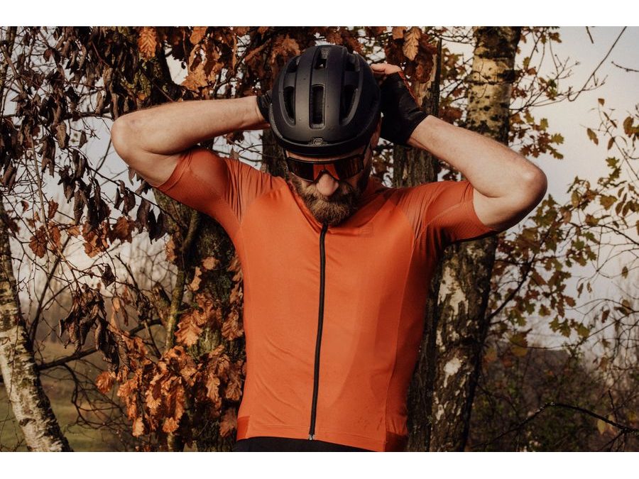 Pánský dres s krátkým rukávem FORCE SCRIPT, cihlový