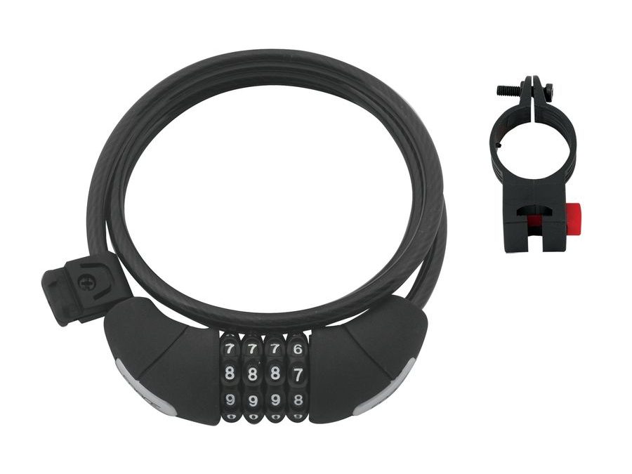 Zámek spirálový kódový FORCE LUX, 120cm/8mm+držák, černý