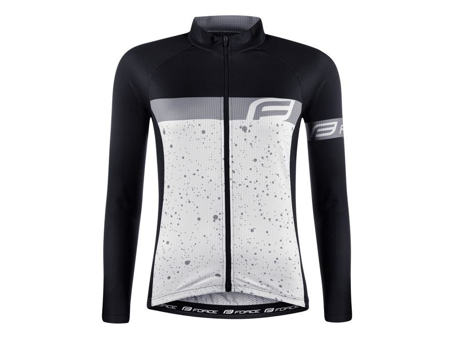 Dámský dres s dlouhým rukávem FORCE SPRAY LADY, bílo-černý