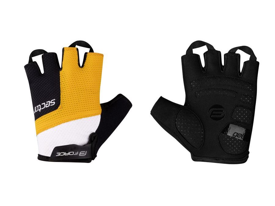 Letní krátkoprsté rukavice FORCE SECTOR gel, černo-žluté