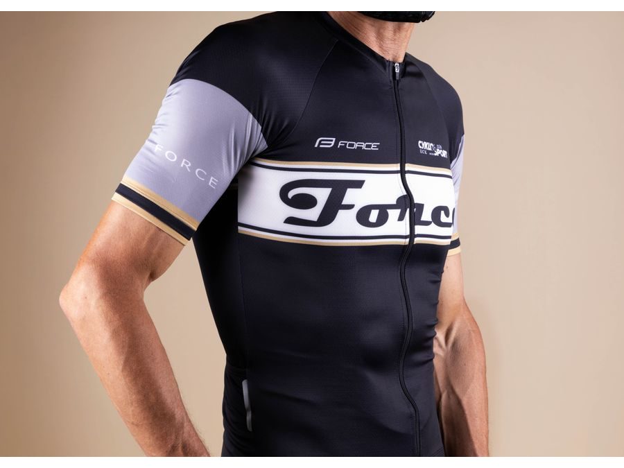 Dres s krátkým rukávem FORCE RETRO , černo-zlatý