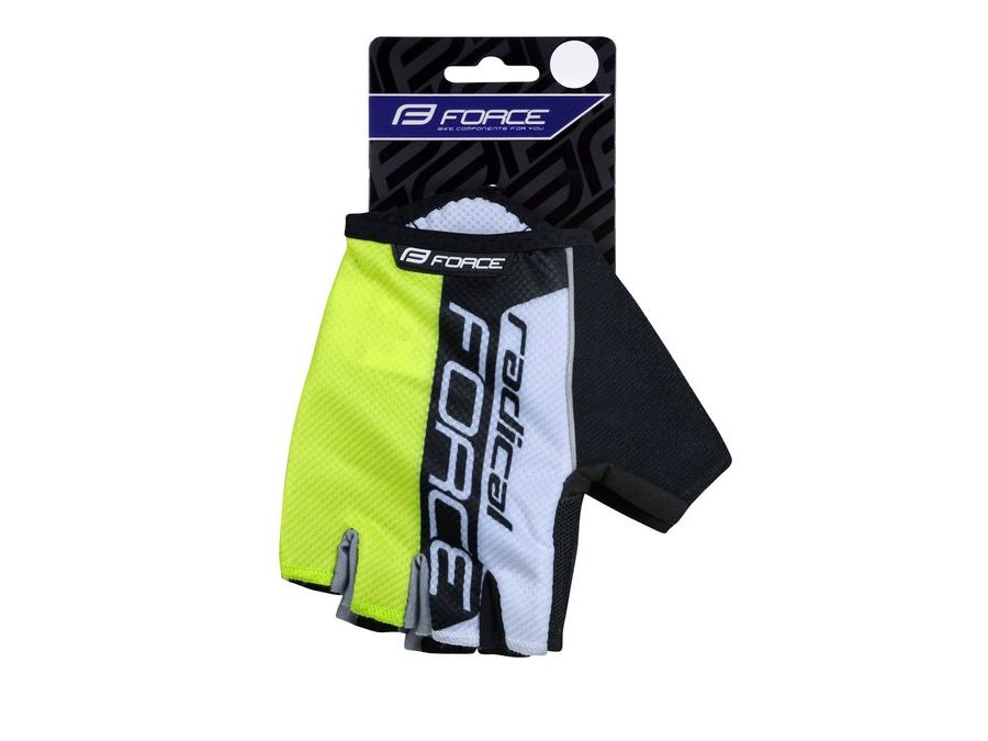 Letní krátkoprsté rukavice FORCE RADICAL, fluo-bílo-černé