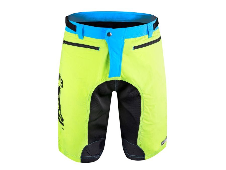 Pánské kraťasy do pasu s odnímatelnou vložkou FORCE MTB-11, fluo
