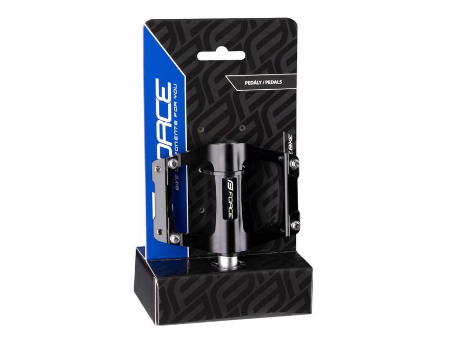 Pedály FORCE GRIT hliníkové, prům. ložiska, černé