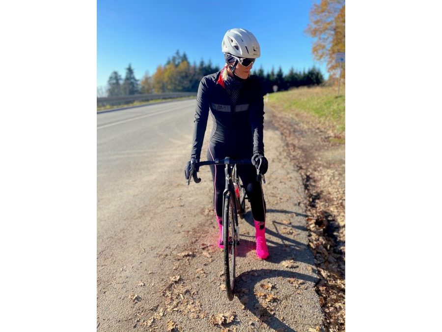 Dámské kalhoty se šráky a vložkou FORCE REFLEX LINE LADY, černo-růžové