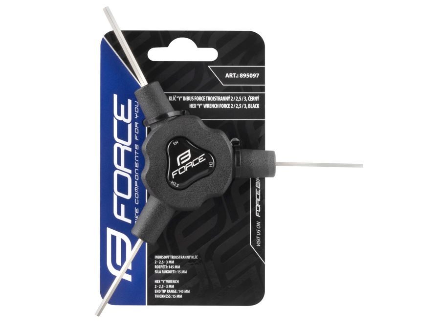 klíč Y inbus FORCE trojstranný 2/ 2,5/ 3, černý