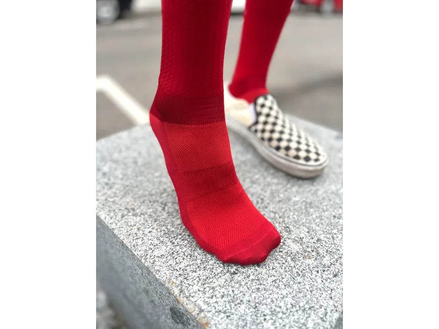 Dlouhé ponožky na kolo Kolo je Láska Cyklozmrd vol.2, červená