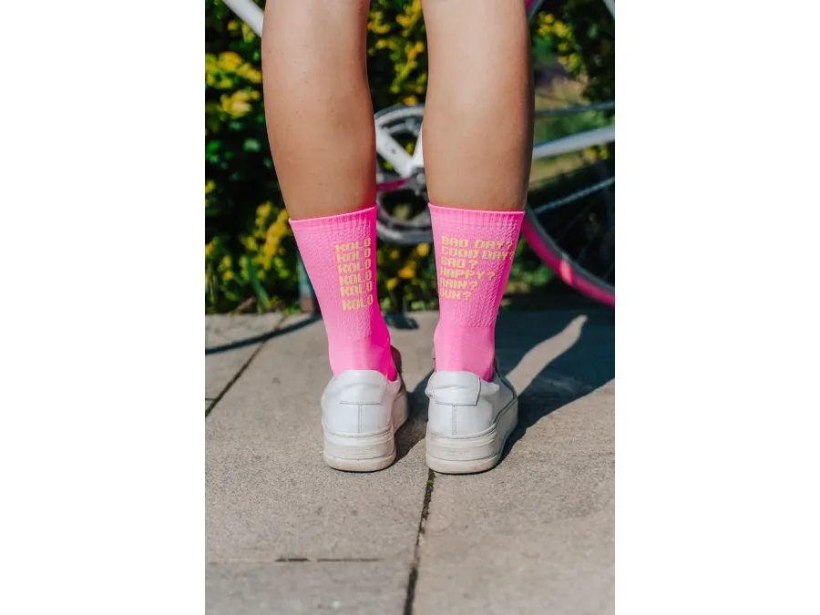 Dlouhé ponožky na kolo Kolo je Láska Bad day, růžová