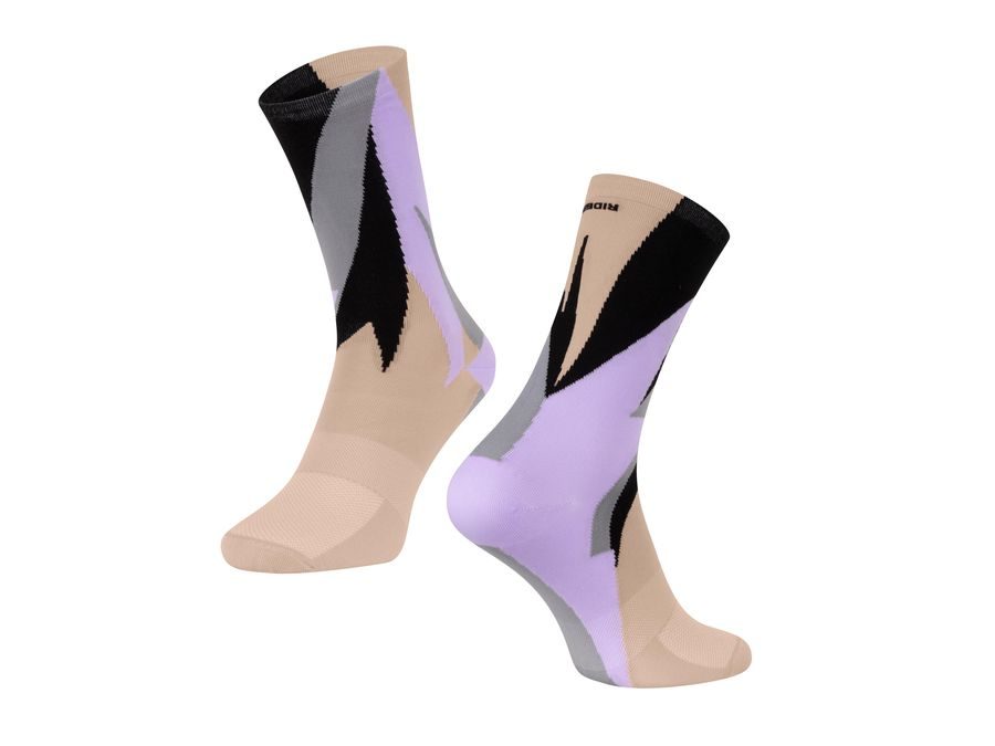 Dlouhé ponožky FORCE FREERIDE, krém-růžovo-šedé