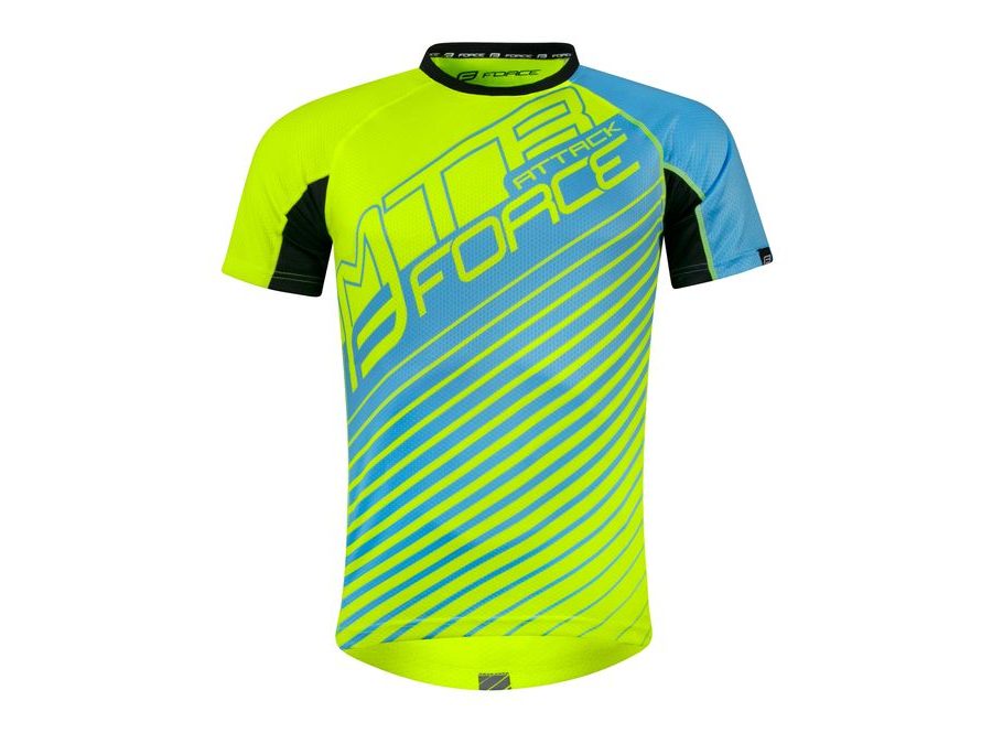 Dres s krátkým rukávem FORCE MTB ATTACK, fluo-modrý