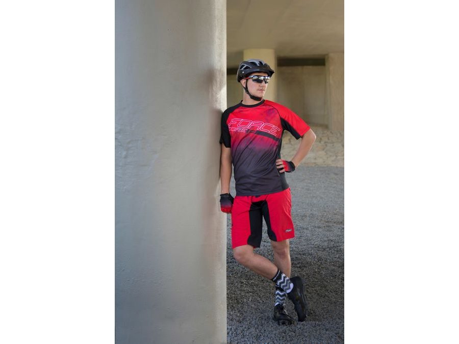 Pánské kraťasy do pasu s odnímatelnou vložkou FORCE MTB-11, červené