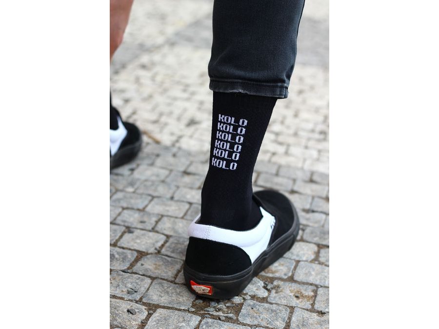 Dlouhé ponožky Kolo je Láska Bad day, černá