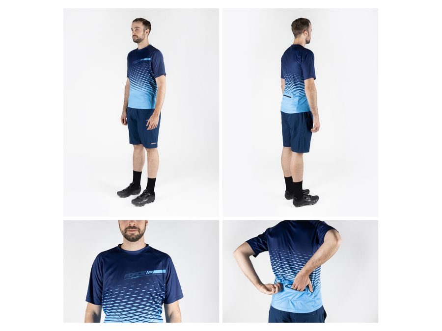 Pánský dres s krátkým rukávem FORCE MTB ANGLE, modrý