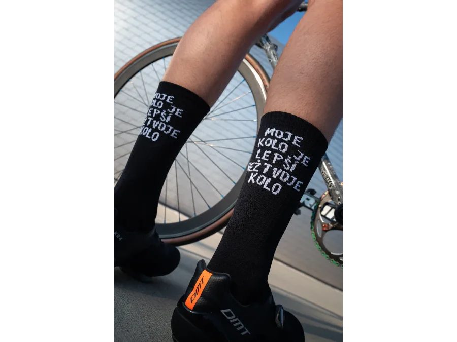 Dlouhé ponožky Kolo je Láska Moje kolo je lepší, černá