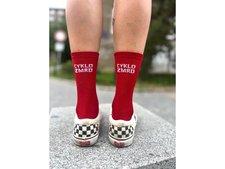 Dlouhé ponožky na kolo Kolo je Láska Cyklozmrd vol.2, červená