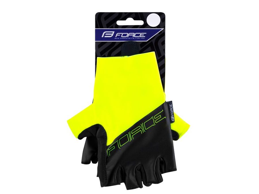 Letní krátkoprsté rukavice FORCE EVEN bez zapínání, fluo-černé