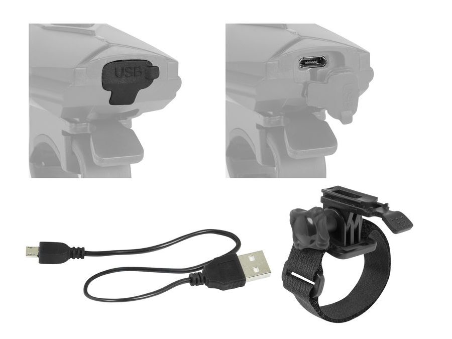 Přední světlo Force CASS 300LM, USB, černé