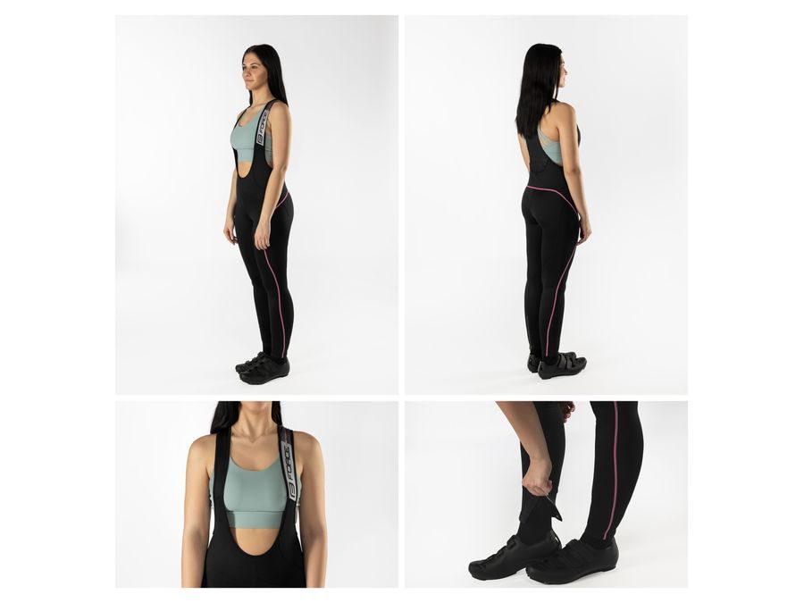 Dámské kalhoty se šráky bez vložky FORCE REFLEX LINE LADY, černo-růžové