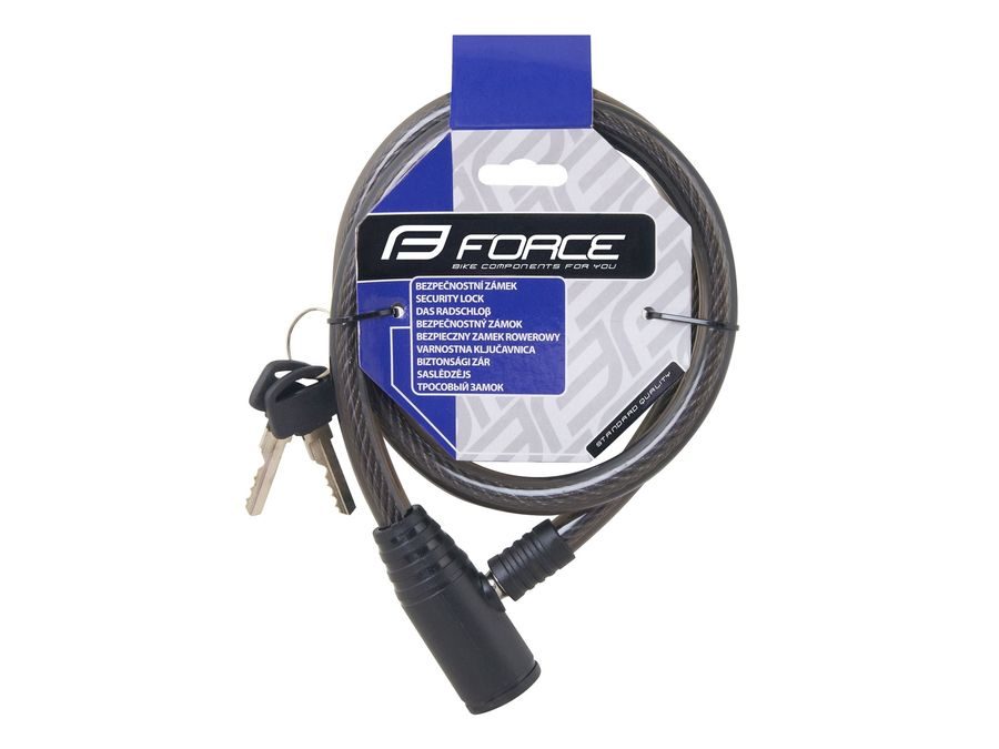 Zámek spirálový FORCE ECO bez držáku 80cm/12mm, černý