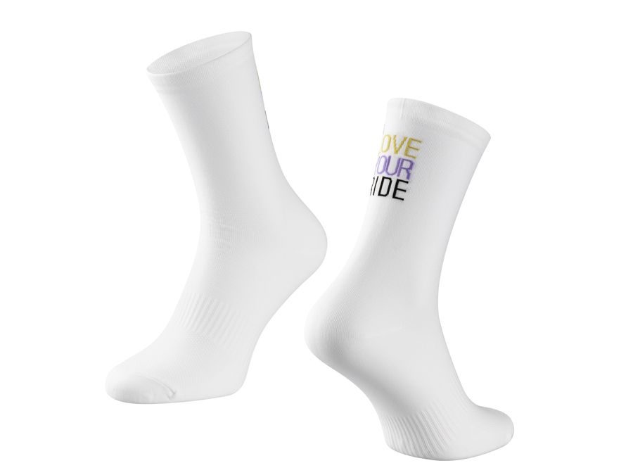 Dlouhé ponožky FORCE LOVE YOUR RIDE, bílé