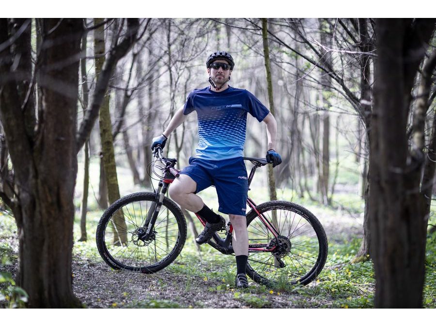 Pánský dres s krátkým rukávem FORCE MTB ANGLE, modrý
